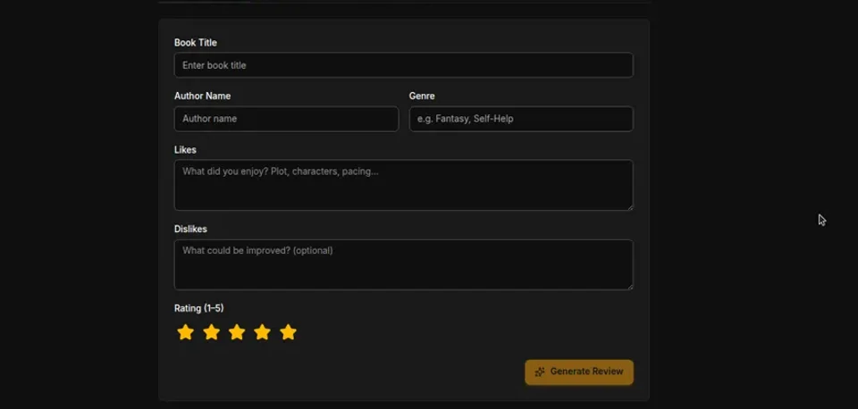 Copilot generate-review form with rating and prompts